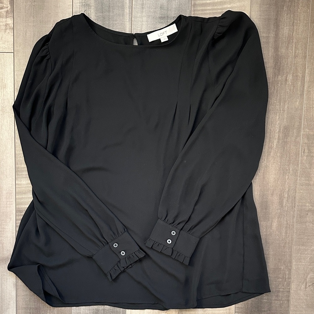 LOFT Black Long Sleeve Blouse